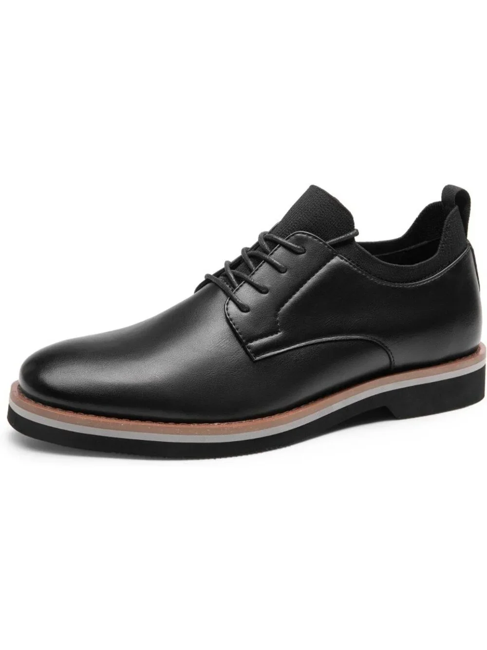 Men's Black Comfortable Lace Up Faux Leather Lightweight Oxford Dress Shoes